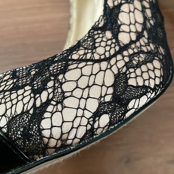 Black and Blush Lace Detail Heels - Picture 3 of 5